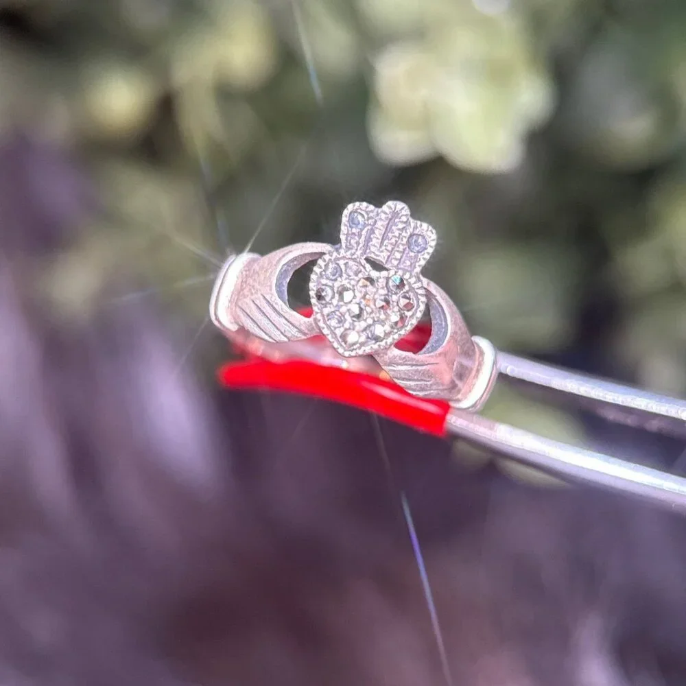 Sterling‎ Silver 925 Claddagh Marcasite Ring